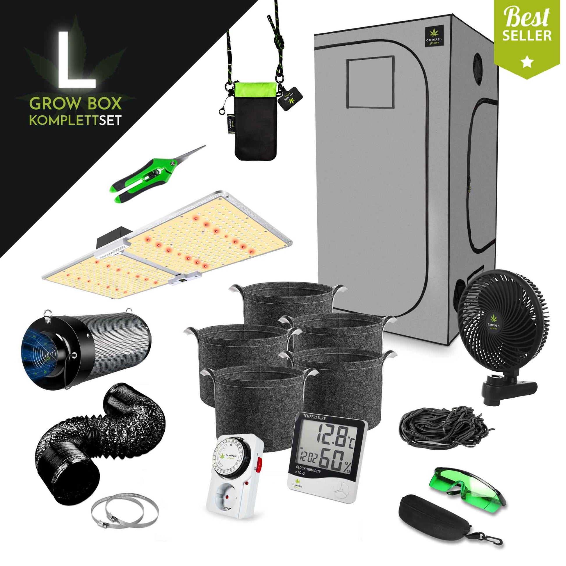Growbox Komplettset graues Zelt