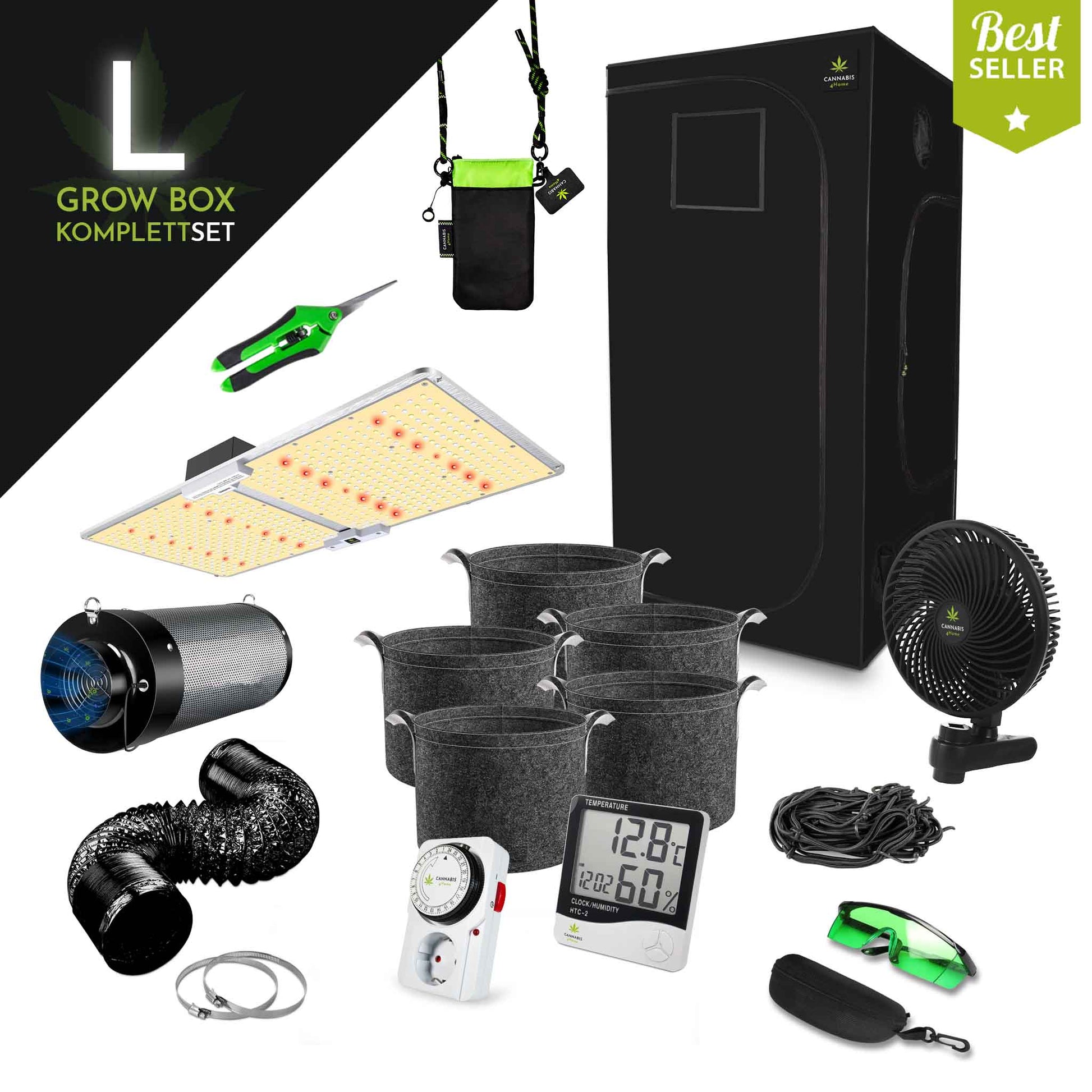 Growbox Komplettset schwarzes Zelt